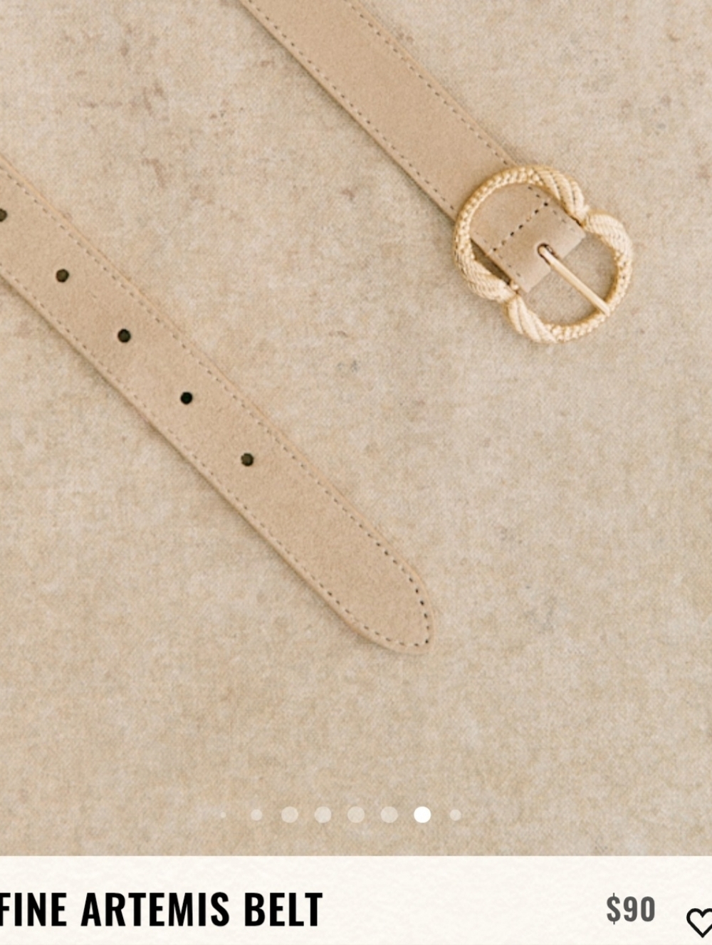 Sézane Mustard Suede Belt with Gold Twisted Heart Buckle - Picture 4 of 6